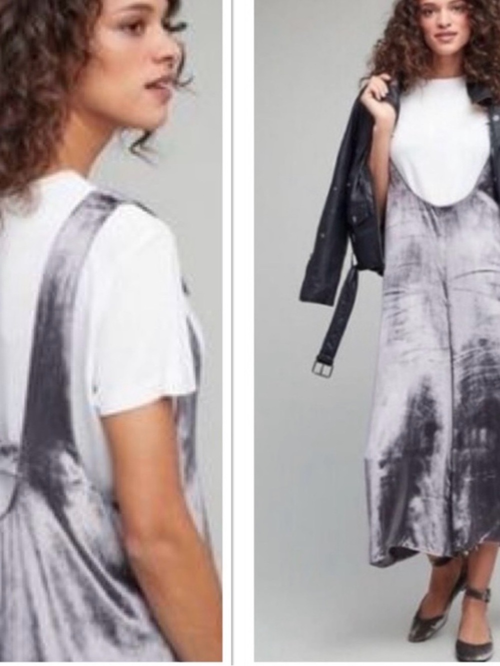 Anthropologie Velvet Grey wide Leg Overalls